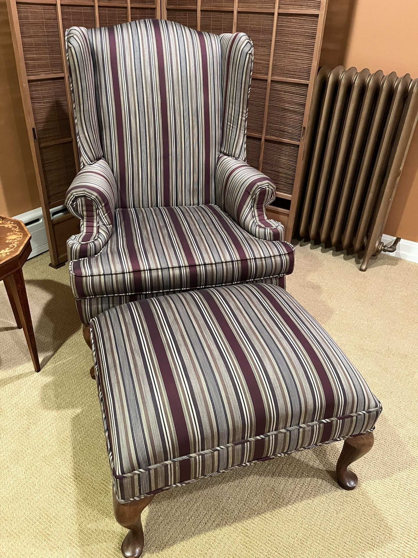 Wingback Chair With an Ottoman 