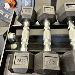 Hex Rubber Dumbbell Pair 5 lb (WE HAVE OTHER WEIGHTS, TOO - ask us!) Vesta Fitness