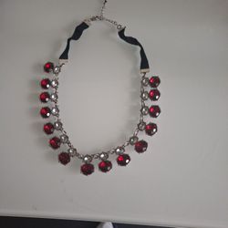 Red Studded Collar Necklace 