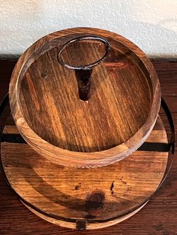 Two-Tier Rustic Wood and Metal Tray Stand