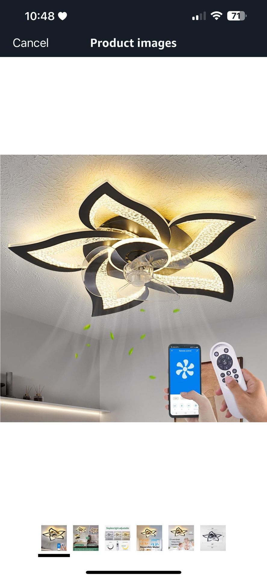 Ceiling Fan with Lights Remote Control, Black Personalized Ceiling Fan with Light, 6 Speeds