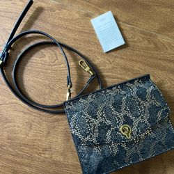 Fossil Stevie Women’s Black Metallic Gold Animal Snake Print Crossbody Bag NWOT