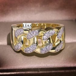 New 18k Yellow Gold Men Weddinf Ring 