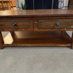 rustic / Spanish-style solid wood coffee table