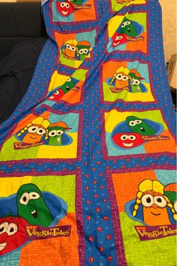 Vintage VeggieTales Fabric Panel Springs over 10 ft long over 3 ft wide see pics