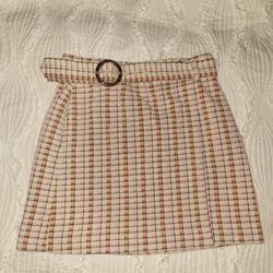 Ann Taylor Madras Plaid Wrap A-Line Skirt 10 Belted Mod Pocket Northern Soul Ska