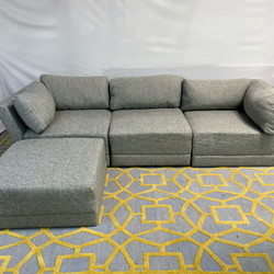 ( Delivery Available ) Macys Mylie Modular Gray Sectional Couch with Ottoman
