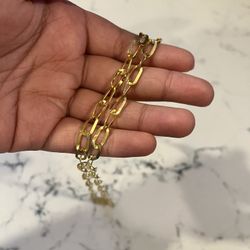 Gold Chain With Brazil Country On Edge 