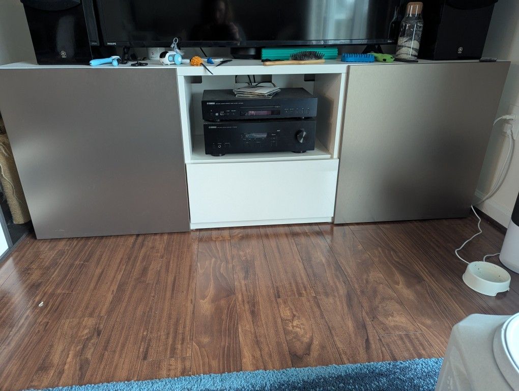 Large White TV Stand With Storage