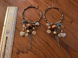 Hoop Charm Dangle Earrings for Pierced Ears