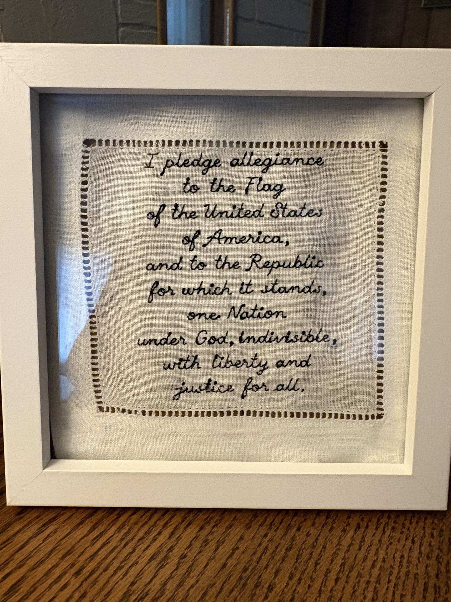 Pledge Of Allegiance Embroidered / Framed Art Handmade