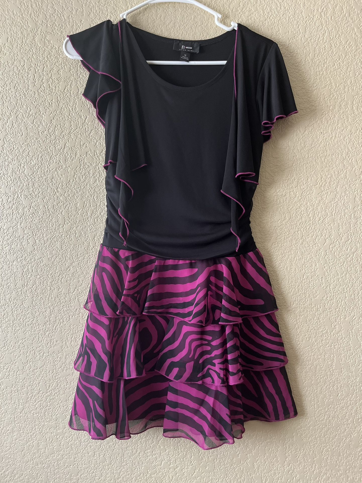 Zebra Print Ruffle Dress