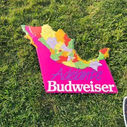 1990 BUD BUDWEISER BEER MEXICAN MEXICO IN 3-D  MAP BAR SIGN