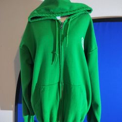 Men's Green Zip Up Route 66 Hooded Sweatshirt By Good Shirts (Size L)
