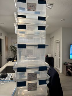 6 Clear Sterilite Storage Plastic Bins