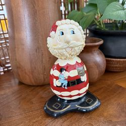 Vintage Collectible Tradition ‘N’ Stone Porcelana Hand Painted Santa Claus Signed Rock Art
