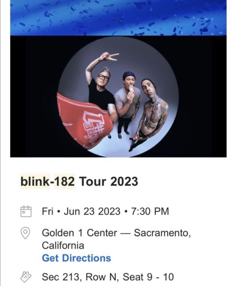 2 Tickets Blink 182