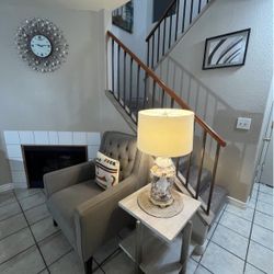 Single chair With Side Table And Lampshade