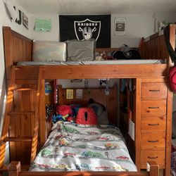 Wooden Bunk Bed with desk and drawers AND a Dresser 