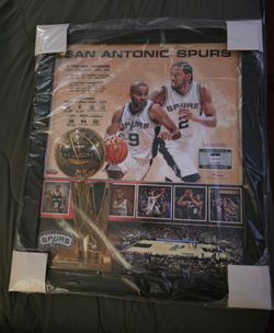 Authentic  San Antonio Spurs Framed Collectible Photo Plaque With Piece of Tony Parker's Game Worn Jersey