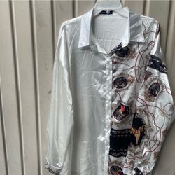 SHEIN White Casual Button Down women Shirt xl brand new