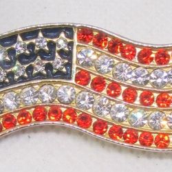Gold With Beautiful Top Quality Stones American Flag Brooch. New  