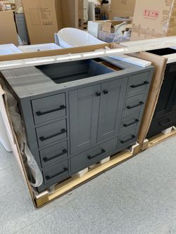Bathroom vanity cabinet 42” solid mango Quartz top with sink and backsplash