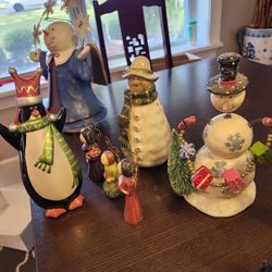 $25 For ALL Porcelain Christmas Figurine Snowman Santa Angels