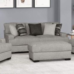 GRAY FABRIC T-SEAT CUSHION SOFA - SILLON GRIS - COUCH