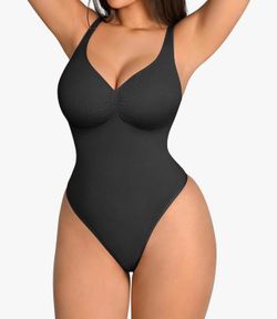 M/L Shapewear Bodysuit Seamless V Neck Tummy Control Compression Top