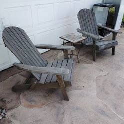 Wood Deck Chairs Foldable And Comfy With Cement Tile End Table Outdoor Furniture Set Pool Deck Patio Or Porch Lawn Beach Retails 489