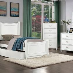 Brand New White 5pc Twin Bedroom Set (Available In Full Size)