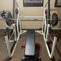 Power Rack With Bench, Bar And Weights