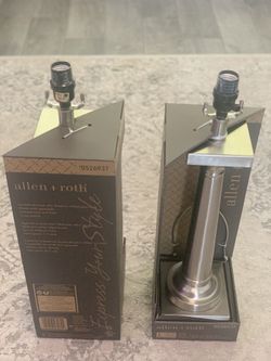 allen + roth 21.5-in Brushed Nickel Plug-In 3-Way Metal Lamp Base