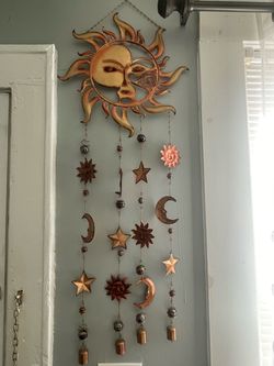 Sun Moon Stars Metal Wind Chime Wall Hanging