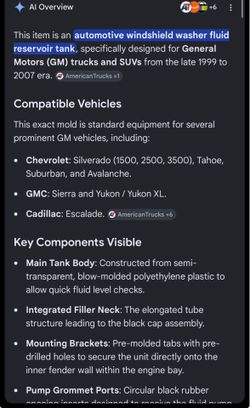 Windshield washer reservoir tank