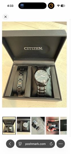 Citizen Eco-Drive Black Stainless Steel Watch and Bracelet Set