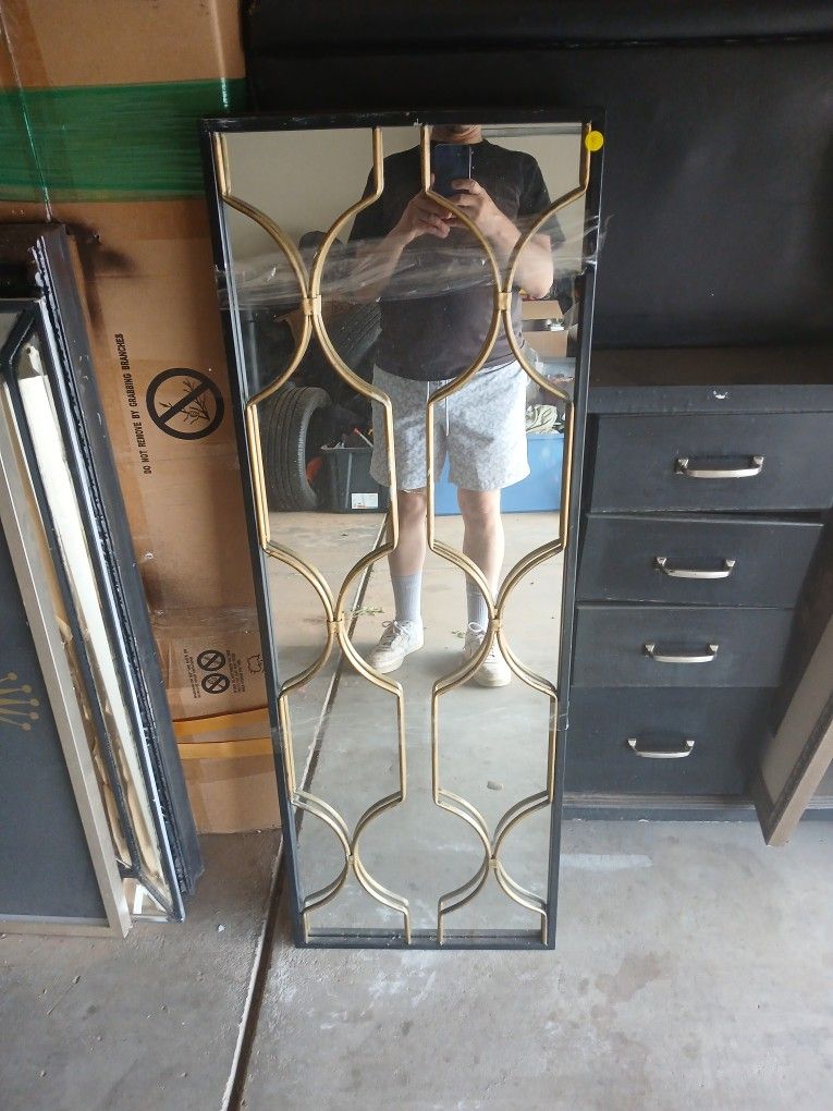 Large Black And Gold Framed Mirrors (2)