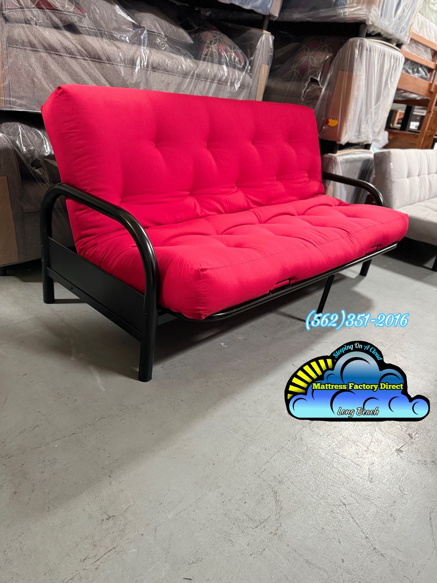 Black And Red Futon Couch Sofa New Convertible Cama 
