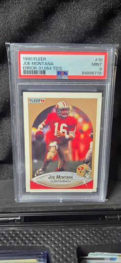 1990 Fleer Football #10 Joe Montana ERROR- 31,054 TD's - PSA MINT 9