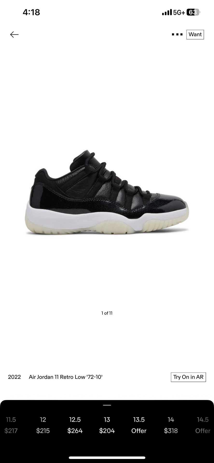 Jordan 11 Retro Low ‘72-10’