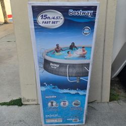 Bestway Fast Set 15’ x 42” Round Inflatable Pool Set
