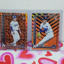 Topps Baseball Carda Orange Foil Inserts Dodgers Memoribilia 