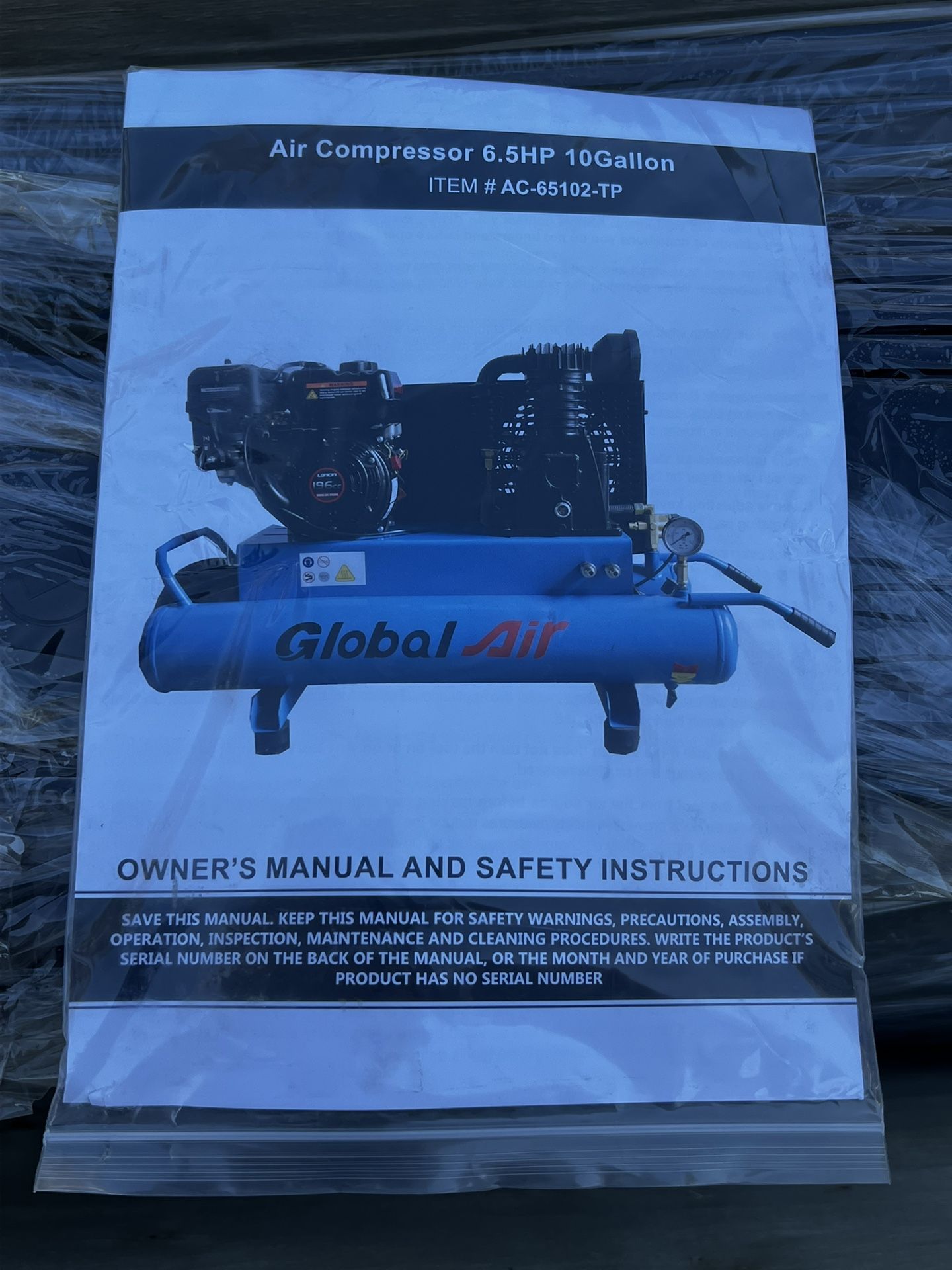 Air Compressor Gasoline 10 gallon wheelbarrow Style Portable