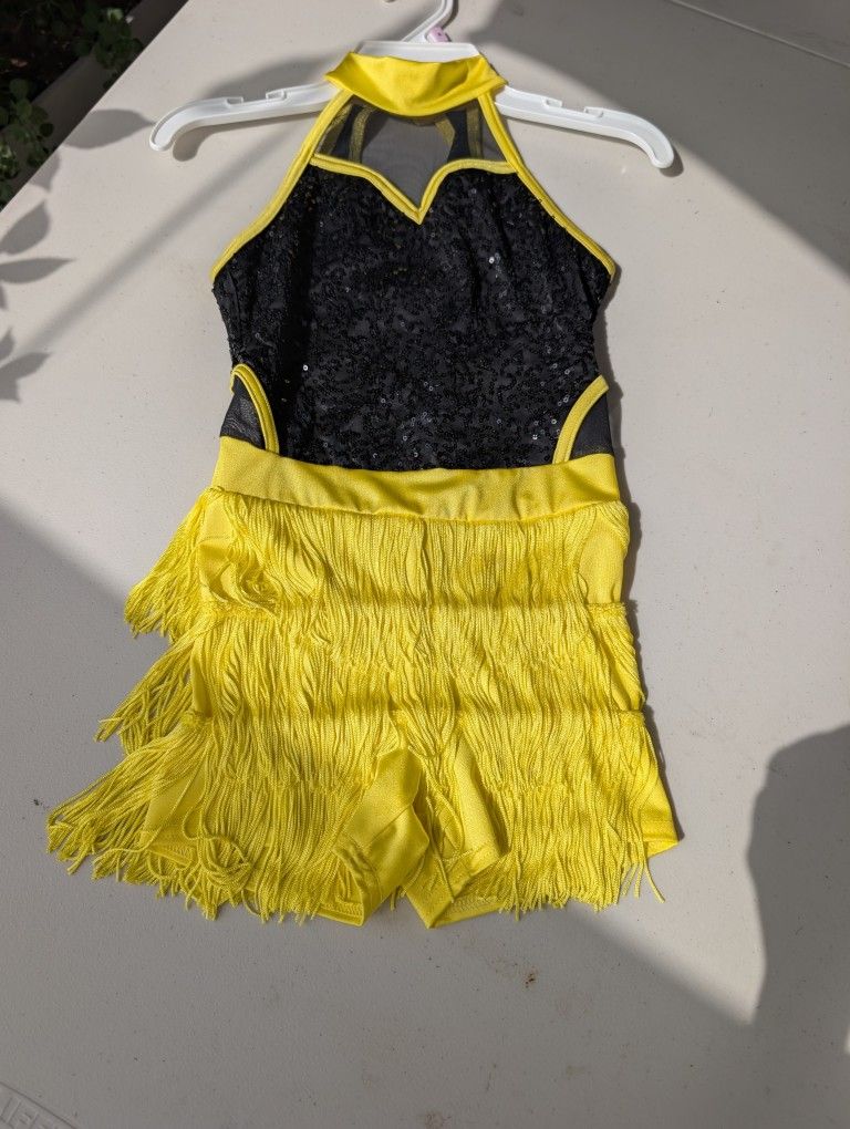 Yellow Black Ballroom Dance Dress Halloween Costume Size Under 3