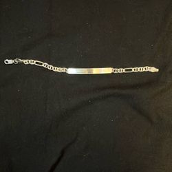 Silver And Blank Name Plate Bracelet 