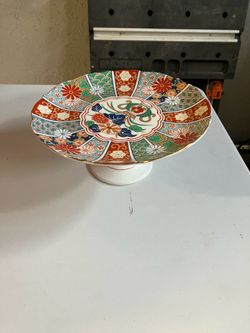 Arita Imari Fan Japan Pedestal Cake Plate