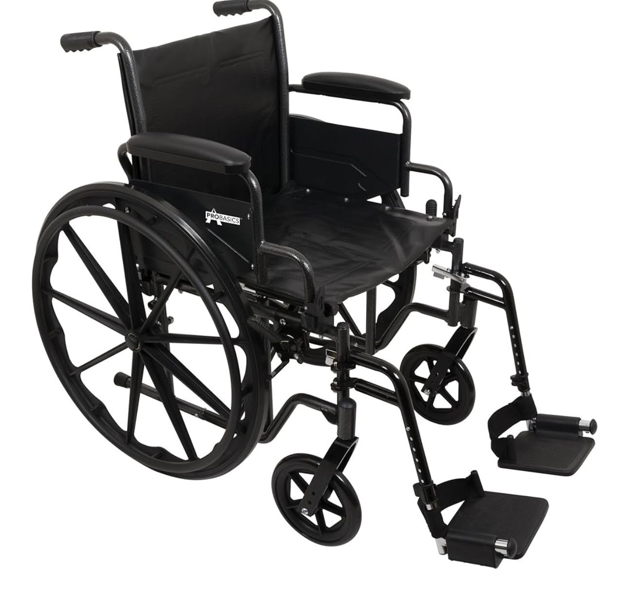 Pro Basics Comfort Wheelchair Black  300 Pound Weight