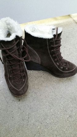 Michael Kors brown suede wedge bootie