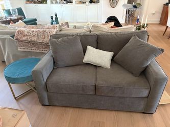 Blue-Gray Fabric Loveseat Sofa